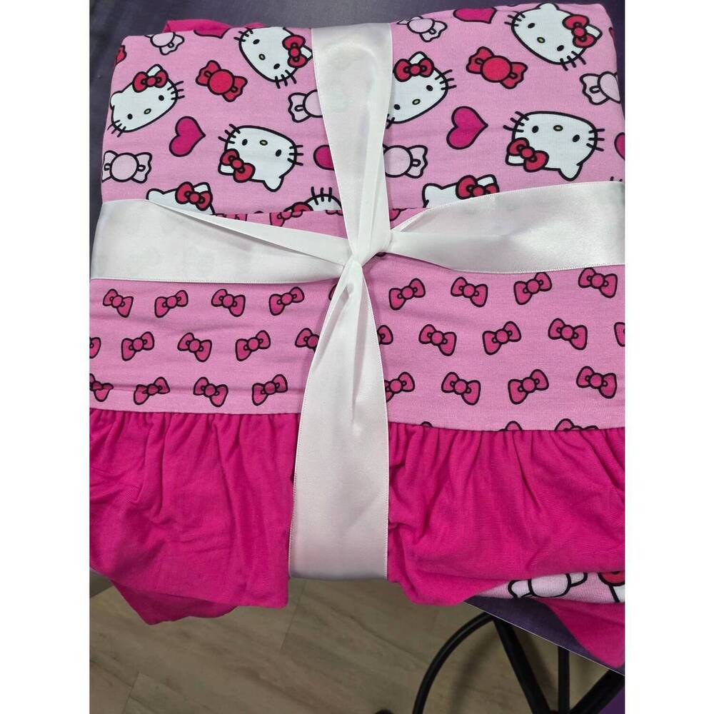 NEW CHARLIES PROJECT girls hello cutie bamboo ruffle medium blanket in pink mult